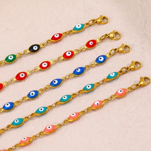 Bracelet vintage œil du mal en or avec émail coloré pour femme style français chic