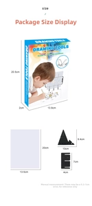 Optical drawing board components and detailed size measurements for sketch tracing kit