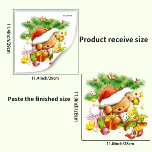 Guida alle misure adesivo natalizio orso, dimensioni ricezione 29cm e montaggio 28cm