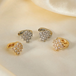 Elegant gold and silver cluster hoop earrings with micro-pave cubic zirconia accents