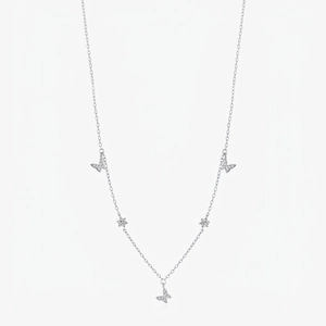 925 Sterling Silver Butterfly Necklace For Women Sparkling Zircon Sweet Elegant Clavicle Chain Jewelry