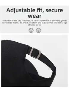 Detailed close-up of a high-density cotton baseball cap with adjustable metal buckle