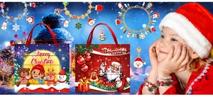 Close-up of Christmas advent calendar box with 24 DIY charm bracelet gift compartments