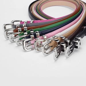 Colorful summer fashion leather belts with silver buckles for women's dresses