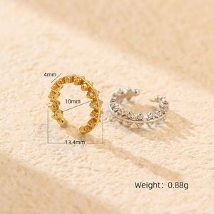 Gold and silver S925 sterling silver ear cuffs with diamonds, size 13.4mm outer diameter