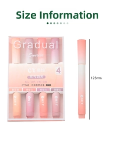 Close-up of 126mm gradient pastel highlighters set with 4 eye-protection ink colors