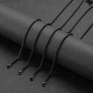 Black Stainless Steel Wheat Chain Necklace For Men Women Minimalist Hip Hop Jewelry With Lobster Clasp Spiga Link