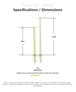 Luminous watch hands detail showing 88mm and 118mm measurements from the center hole