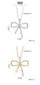 Detail view of bow pendant dimensions and weight for the copper zircon necklace
