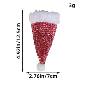 Mini cappello natalizio rosso con paillettes portaposate con dimensioni 12,5cm e 7cm