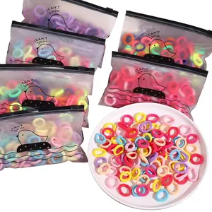 Hair Ties High Elastic Ponytail Holders Colorful Seamless Knitted Fabric Soft Hair Bands For Girls Kids With Storage Bag