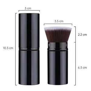 Detailed dimensions of portable retractable makeup brush with height and diameter measurements