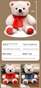Detailed size specifications for 23cm plush polar bear with rabbit fur fabric and 3D cotton