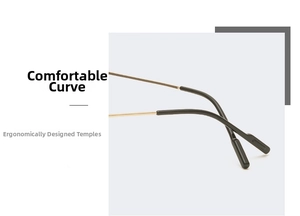 Detail of ergonomic black and gold temples on retro sunglasses for comfort