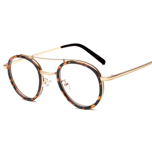 Occhiali Rotondi Retro A Doppio Ponte Montatura In PC E Metallo Lenti Trasparenti Ottici Per Donne Uomini Stile Letterario