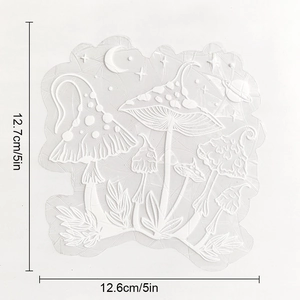 5x5 inch embossing folder for scrapbooking featuring mushroom and moon patterns