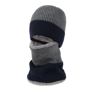 Winter windproof outdoor riding balaclava with warm fleece lining in gray and navy