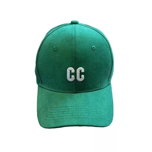Dark green baseball cap with white CC embroidery, premium cotton twill sun hat for couples
