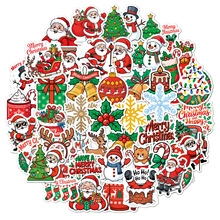 Holographic Christmas stickers with Santa, reindeer and snowman for holiday gift decoration