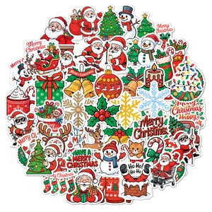 Christmas Stickers Vinyl Waterproof Decorative Decals For Holiday Gift Wrapping Laptop Water Bottle Scrapbooking Designs