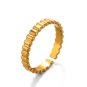 Bague géométrique ouverte en acier inoxydable plaqué or 18 carats pour femme style minimaliste