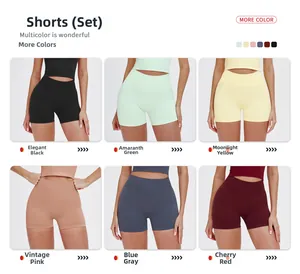 Ensemble short de yoga sans couture taille haute disponible en six couleurs sportives
