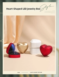 Dettaglio di scatole per gioielli LED a forma di cuore con taglio geometrico e tagli anelli
