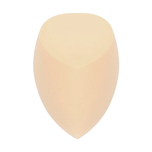 Detail of soft drop-shaped makeup sponge with flat edge for precise application