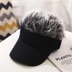Funny novelty baseball cap with grey wig hair extension in retro hip hop style for parties