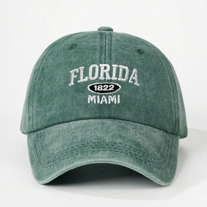 Vintage washed green Florida Miami 1822 embroidered cotton baseball cap in retro style