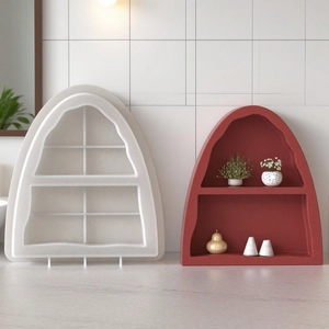 Arch shaped dual-tier resin silicone mold with textured finish for DIY storage rack