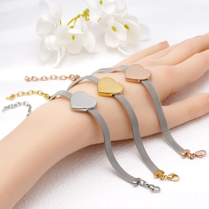 Bracciale A Maglia Stile Orologio In Acciaio Inossidabile Forma Cuore Per Donna Placcato Oro 18K Regolabile Gioielli Moda