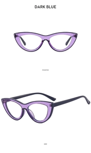 Occhiali anti-luce blu cat-eye con montatura TR90 viola e stanghette blu scuro