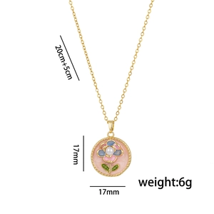 Collier pendentif peinture à l'huile style Monet avec une perle en finition dorée