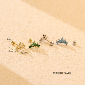 S925 sterling silver crown stud earrings with sparkling cubic zirconia in four colors