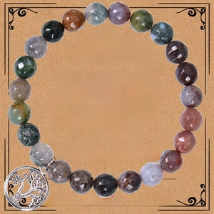 Détail du cadeau pour enseignant avec pendentif arbre de vie et perles de pierre
