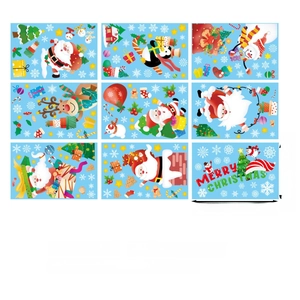 Detailsicht der 9-Blatt Weihnachts-Kardinalvogel PVC Fensterbilder im Elektrostatik-Set