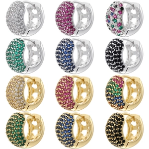 Huggie Hoop Earrings Brass Cubic Zirconia Colorful Hollow Heart Elegant Fashion Jewelry For Women