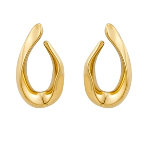 Boucles d'oreilles gouttes minimalistes en acier doré au design abstrait et creux
