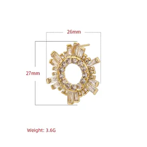 Boucles d'oreilles tournesol en cuivre avec oxydes de zirconium pour femme