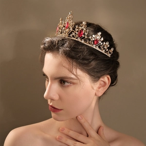 Luxury Bridal Crown Tiara Alloy Rhinestone Water Drop Gemstone Baroque Retro Wedding Party Hair Accessories For Women
