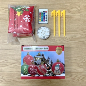 Inflatable Christmas ball set with LED light remote and ground stakes for outdoor decor