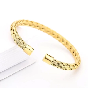 Vintage geflochtenes Mesh-Armband für Herren aus vergoldetem Edelstahl, offenes Design