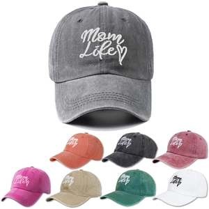 Mom Life Heart Embroidery Washed Cotton Baseball Cap Vintage Adjustable Dad Hat For Women Casual Sun Protection