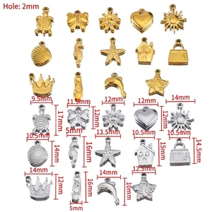 Marine stainless steel charms including seahorse, shell and dolphin for DIY jewelry making