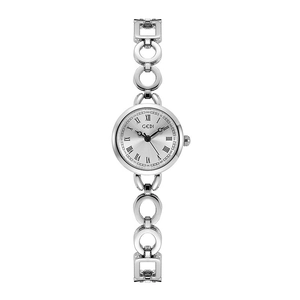 Elegant silver GEDI bracelet watch featuring a round Roman numeral dial and hollow chain links