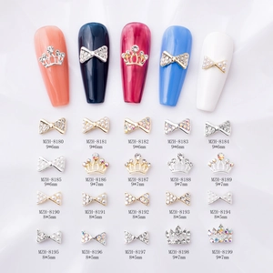 Bijoux Pour Ongles 3D Noeud Couronne Strass Künstliche Perle Alliage Métal Décoration DIY Accessoires Manucure Pour Femmes