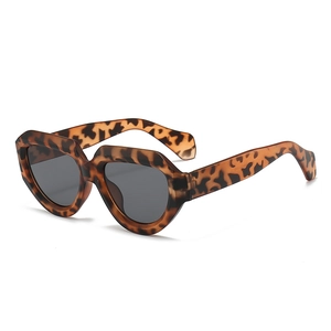 Chic leopard print chunky frame sunglasses with irregular shape for street style