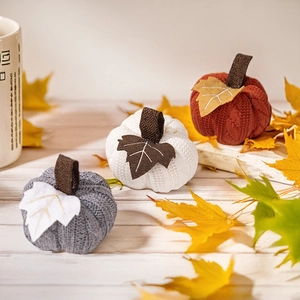 Gestrickte Kürbis Ornamente Gefüllte Weiche Stoff Ernte Erntedankfest Halloween Herbst Haus Deko Hängend Rustikal Stil