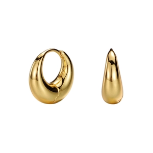 Elegant gold-plated S925 sterling silver croissant moon earrings in a minimalist drop shape